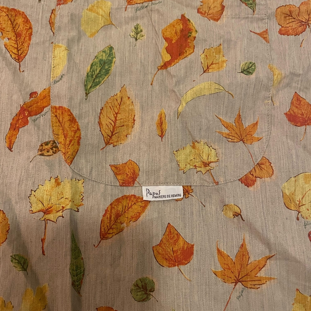 Japanese Button Down Leaf Pattern "Papas" Cotton … - image 8